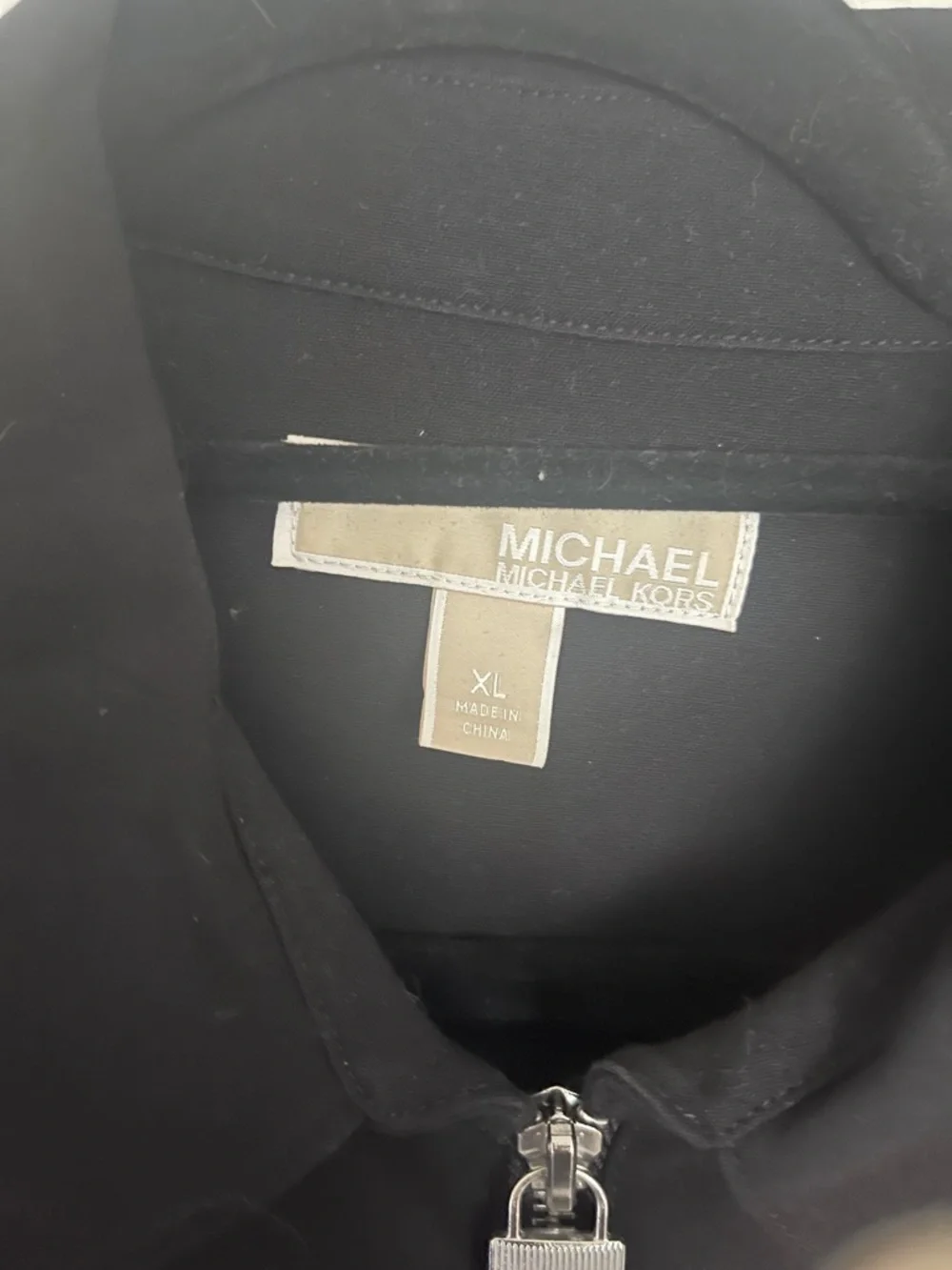 Michael Kors Black Zip-Front Shirt Midi Dress
